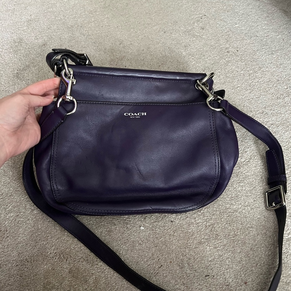 Coach Dark Purple Leather Crossbody Bag